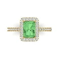 thumbnail image 2 of 1.86ct emerald cut green Zircon 18k yellow gold halo Bridal Wedding Engagement Promise Anniversary Ring for Women size 4.75, 2 of 7