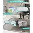 thumbnail image 3 of Multifunctional Sponge Holder with Unique M-Shaped, 2 Installation Methods Kitchen Sink Caddy Organizer, Rustproof Stainless Steel Sponge Caddy for Brush, Sink Stopper and Scraper -Black, 3 of 7