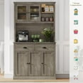 thumbnail image 5 of Litake Pantry Cabinet with Drawers and Adjustable Shelves, 71”Tall Freestanding Kitchen Cabinet with Microwave Stand, Kitchen Hutch for Dining Room, Rustic Grey, 5 of 6