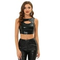 thumbnail image 1 of Disfraz de Halloween Allegra K Top corto metálico brillante sin mangas Negro XL, 1 of 4