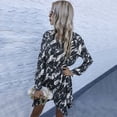 thumbnail image 3 of Vestido con estampado teñido anudado, manga larga, solapa, cinturilla con un solo pecho, vestido de moda para mujer, 3 of 7