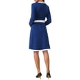 thumbnail image 3 of INSPIRE CHIC Women's Work A-Line Dress Long Sleeve Contrast Color Dresses M Royal Blue, 3 of 5