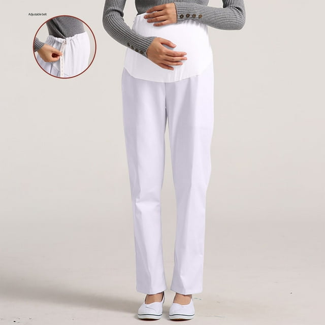 AherBiu Womens Pants Adjustable Elastic Waist Support Pants High Waisted Maternity Nurse Pants