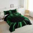 thumbnail image 3 of Black Light Green Comforter&nbsp;Set 3D Black Hole Illusion Geometric Bedding Sets Full,Neon Lights Abstract&nbsp;Art Quilt,Geometry Stripes&nbsp;Line Artwork Room Decor for Adults Teens, 3 of 5