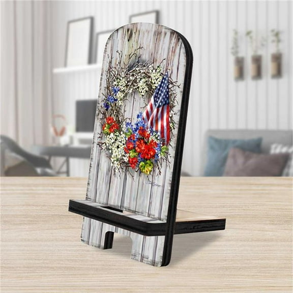 6 x 3 x 3 in. American Wreath Cell Phone Stand with Wood Mobile Holder Organizer