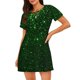 thumbnail image 1 of Easygdp Green Sparkling Camisón de manga corta para mujer, informal, estampado, 1 of 6
