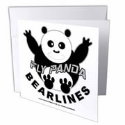 3dRose Fly Panda, Greeting Cards, 6 x 6 inches, set of 12