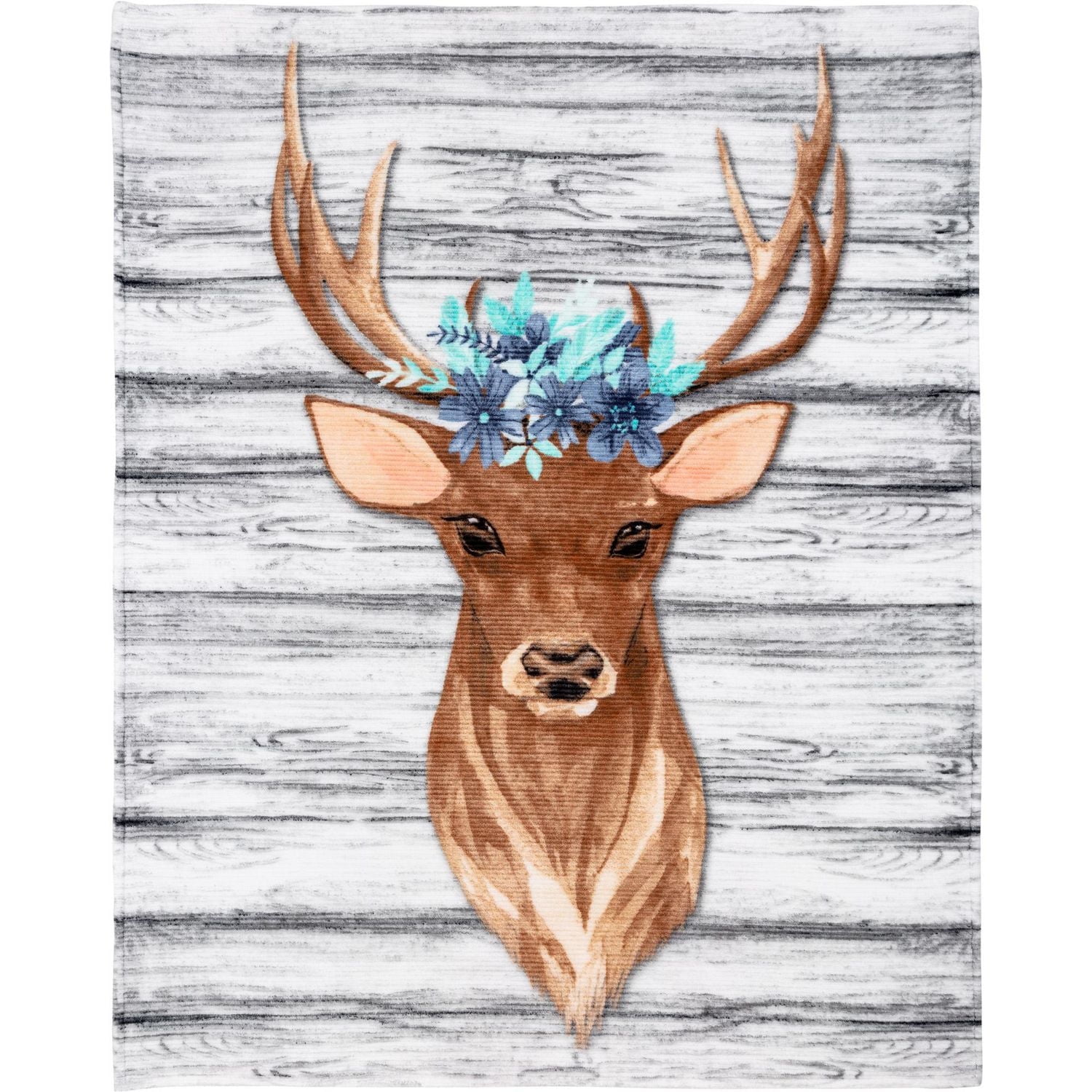 Safdie & Co. Jeté Côtelé Imprimé Cerf Floral