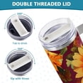 thumbnail image 5 of SKYSONIC Insulated Tumblers with Lids and Straws Handles 40oz Water Bottle Sunflower Flower Autumn Leaves Travel Mug Reusable Stainless Steel Thermos Vacuum, 5 of 7