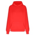 thumbnail image 5 of Ladies’ Oversized Hooded Sweatshirt Plus Size Casual Pullover with Pocket Cozy Long Sleeve Solid Color Hoodie for Fall Winter Daily Wear Red, 5 of 5