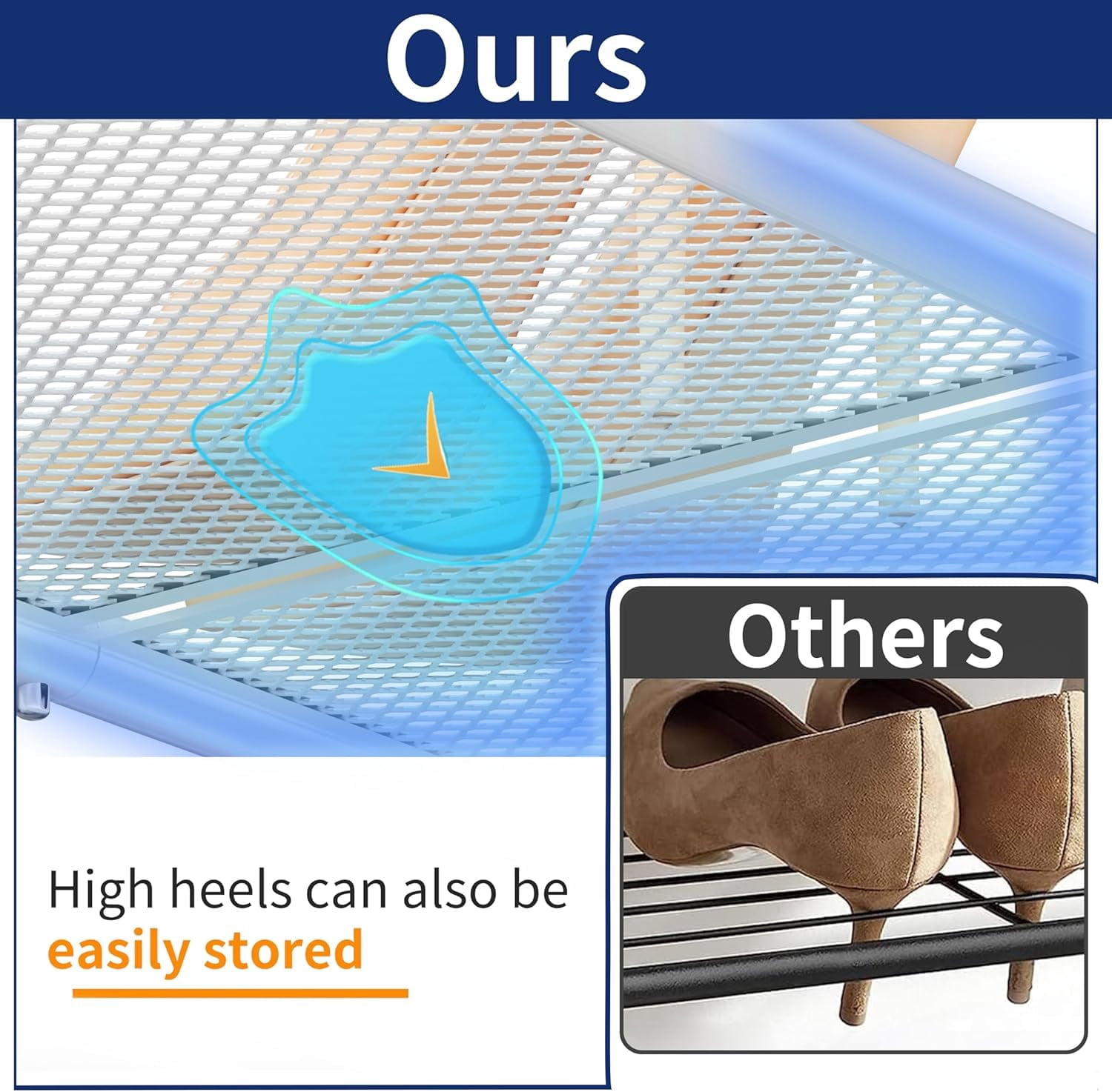 SUFAUY 2 Tier Shoe Rack Holds up to 10 Pairs, 33" Wide Metal Mesh Shoe Organizer for Closet, White