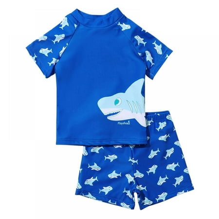 

Toddler Boys Swimsuit Rash Guard Two Piece Summer Swimsuit Short Sleeve Trunks and Shirt Swim Bathing Suit Set