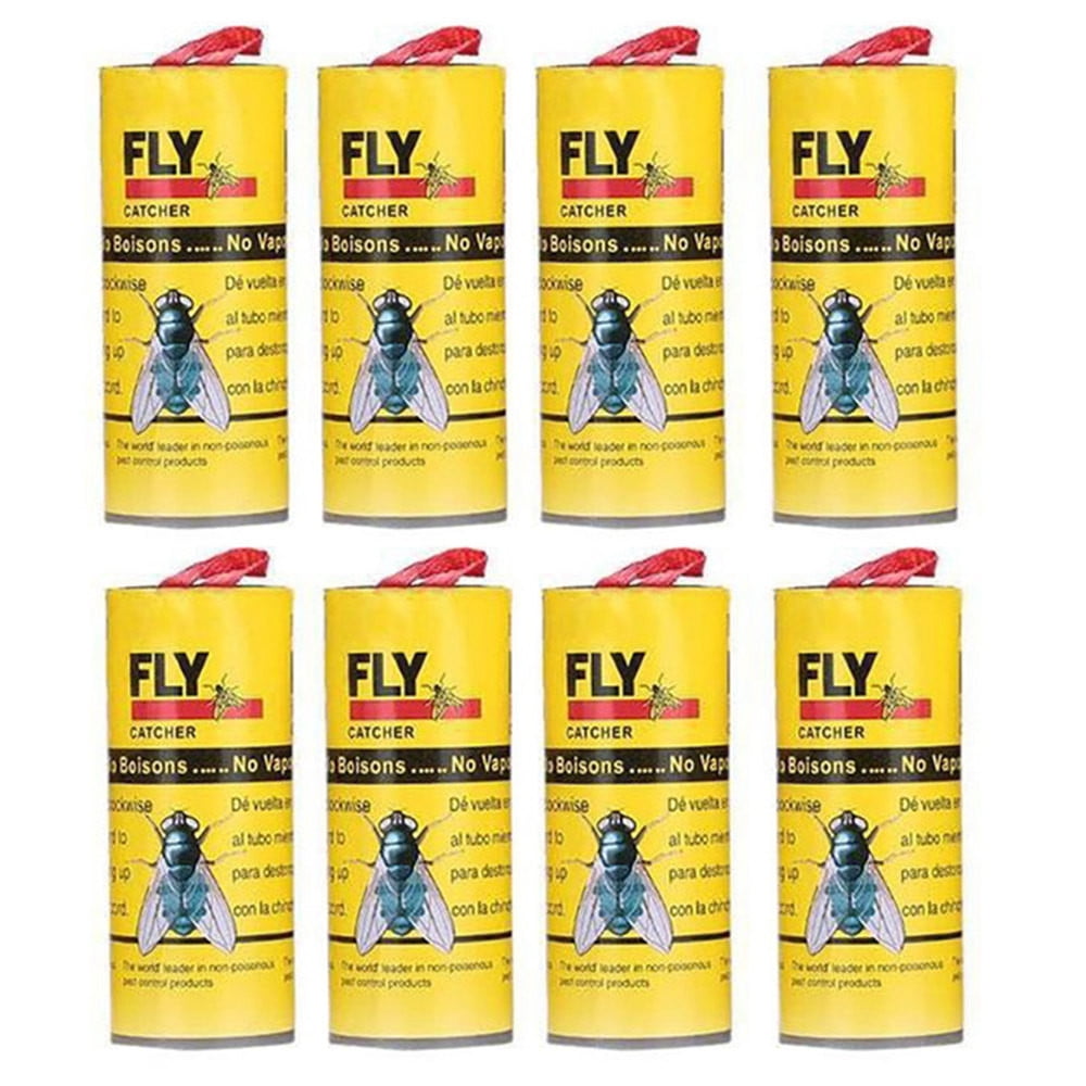20Pcs Sticky Fly Trap Ribbon Fly Bait Strip Fruit Flies Insect Glue Catcher Best 