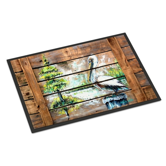 Carolines Treasures MW1215MAT Summer by the Lake White Pelican Door Mat Indoor Rug or Outdoor Welcome Mat 18x27 Doormat