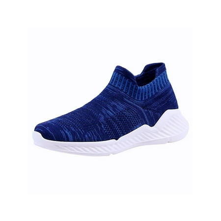 

Difumos Mens Lightweight Slip On Walking Shoes Anti-Slip Round Toe Sock Sneaker Work Comfortable Knitted Breathable Flats Blue 9