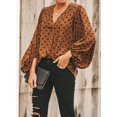 thumbnail image 2 of Blouses en Chiffon Col en V pour Femmes Manches Ballon Décontractées, 2 of 6