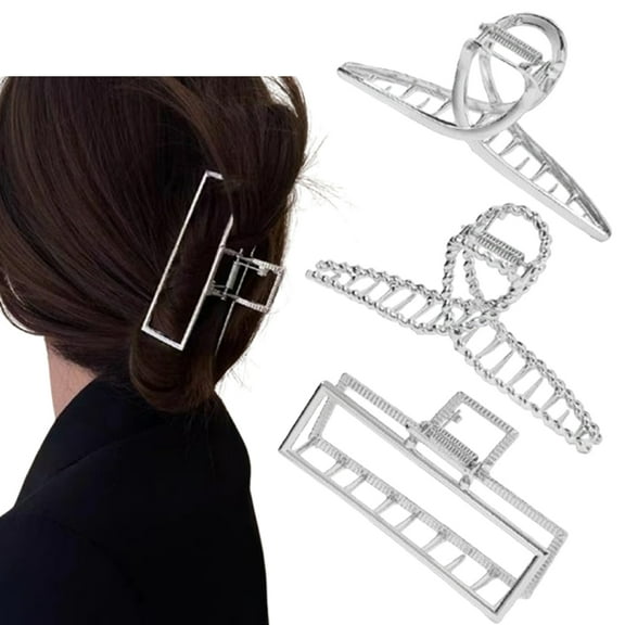 3 PCS Jumbo Metal Hair Claw Clips, Fashionable Non-Slip Barrettes for Long Thick Hair, Comfortable Strong Hold Hair Clamps, Perfect for Women Girls All Seasons