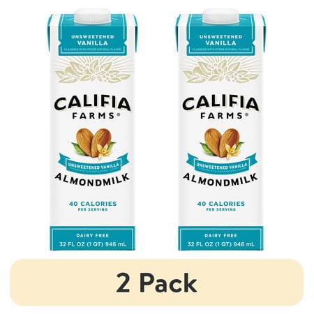(2 pack) Califia Farms Unsweetened Vanilla Almond Milk 32 Fluid Ounces