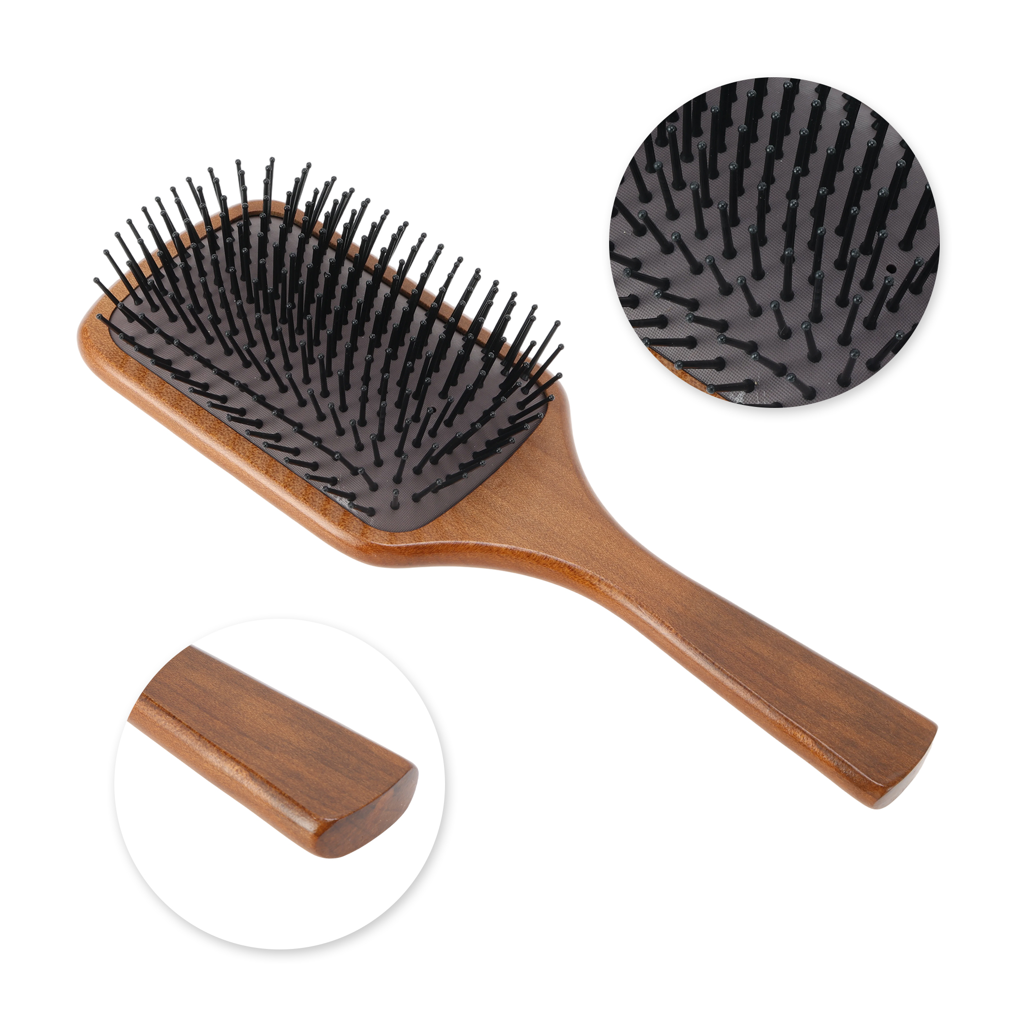 Unique Bargains 1 Pc Wood Airbag Hair Comb for Hair Care Dark Brown, Black 9.65"x3.27"