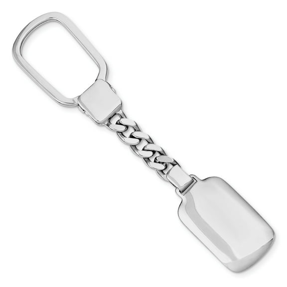 Sterling Silver Rhodium Plated Key Chain - Size 11