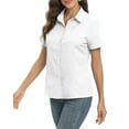 thumbnail image 6 of Womens Button Down V Neck Shirts Short Sleeve Office Casual Business Plain Blouses Tops, 6 of 9