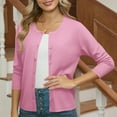 thumbnail image 4 of qucoqpe Women's Lightweight Button Down Cardigan Long Sleeve Casual Crew Neck Soft Knit Cardigan Sweater Tops for Women, 4 of 6