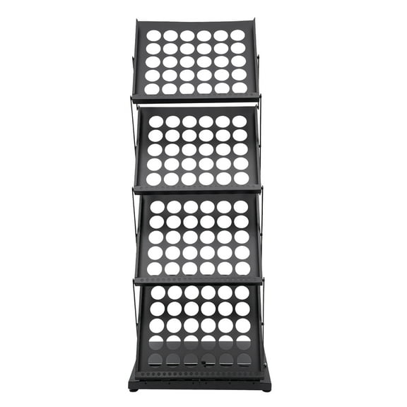 Wildnix Foldable 4-Tier Magazine Rack, Sturdy Iron Freestanding Display Stand with Raised Edges and Anti-Slip Pads, Perfect for Organizing Books, Journals, and Brochures