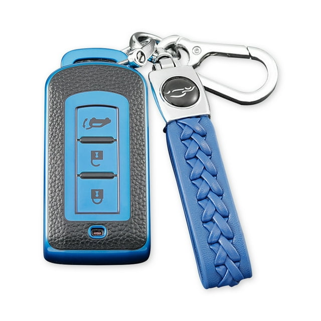 maskred 3 Button Car Key TPU Case Vehicle Keys Protector Cover Keychain Ornament Automotive Automobile Replacement for Eclipse Blue
