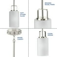 thumbnail image 5 of League Collection One-Light Brushed Nickel and Etched Glass Modern Farmhouse Mini-Pendant Hanging Light, 5 of 6