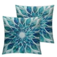 thumbnail image 2 of Acheng Spring Summer Dahlias Flowers Pillow Cover - Teal Abstract Geometric Petal Design, Modern Decorative Cushion Case for Home, Couch, Bed, Sofa,Set of 2 White, 2 of 6