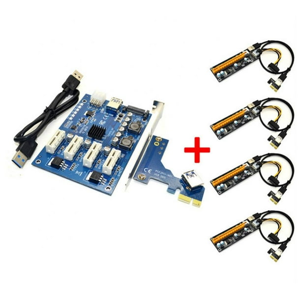 Graphics Card One For Four Pci E X1 To Pcie X16 Adapter Card Expansion Kit 1 To 4 Port Pci Express 1x M2 Expansion Card Walmart Com
