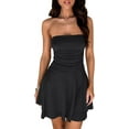thumbnail image 6 of Women's 2024 Summer Strapless Tube Dress Sexy Off Shoulder Ruffle Tiered Flowy Mini Dresses, 6 of 7