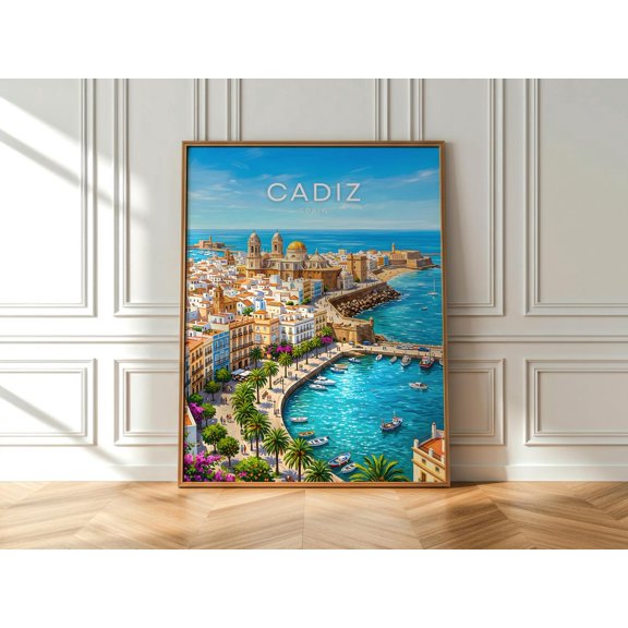 Cadiz Spain Travel Spanish Coastal Wall Art Mediterranean Harbour Print Andalusia Decor Scenic Spain Artwork, Unframed Paper Print