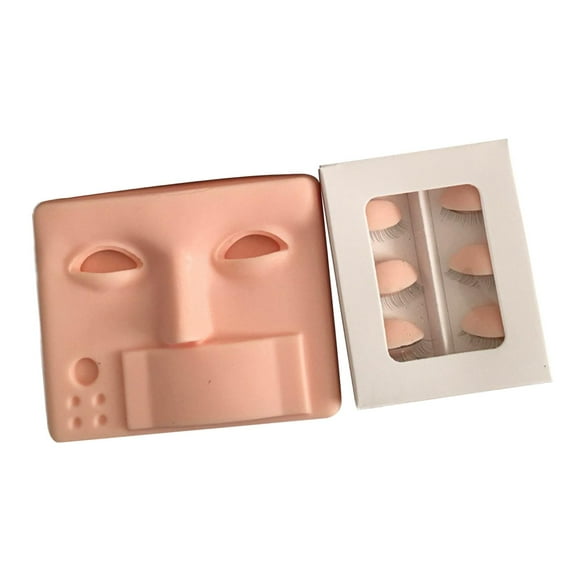 Cara de maquillaje de práctica con soporte para pestañas Párpados extraíbles portátiles Cara de práctica de maquillaje de pestañas para , Sunnimix cabeza de maniquí de pestañas