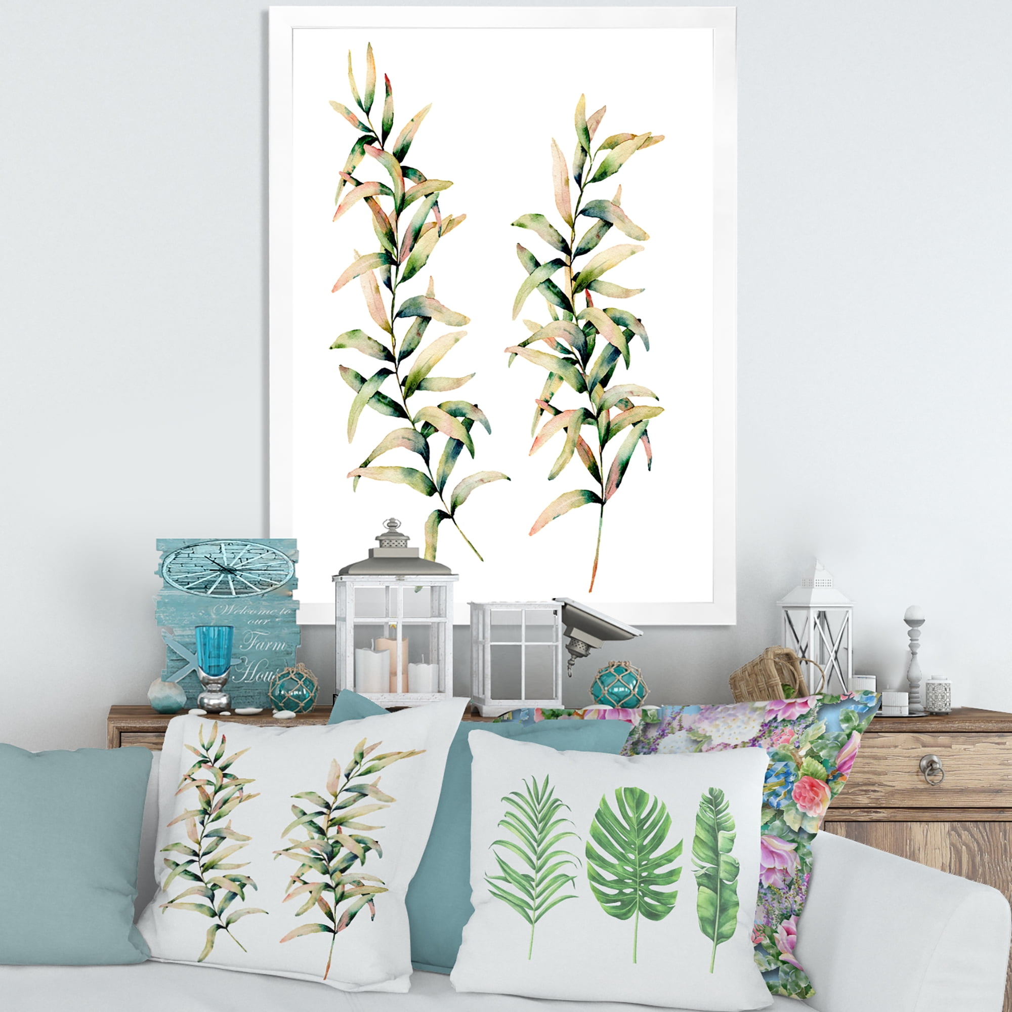 Designart 'Autumn Branches of Grass ' Traditional Framed Art Print