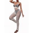 thumbnail image 3 of Txlixc Suéter de playa de mono femenino suéter de playa transparente hueco sólido cuello V sin mangas mono largo bañador bikini Txlixc  moda, 3 of 7