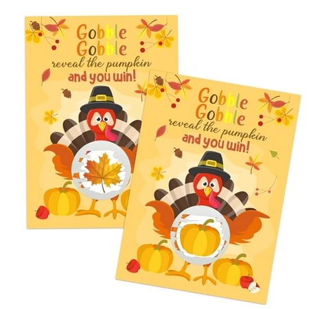 SKYSONIC 36 Pcs Thanksgiving Turkey Scratch Off for Adults Thanksgiving Party Activity Thankful Raffle Fall Event Supplies
