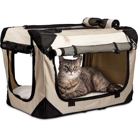UPC: 0685757554046 | SM PetLuv  Happy Cat  Premium Cat Carrier Soft Sided Foldable Top & Side Loading Pet Crate & Carrier Locking Zippers Shoulder Straps Seat Belt Lock Plush Pillow Reduces Anxiety