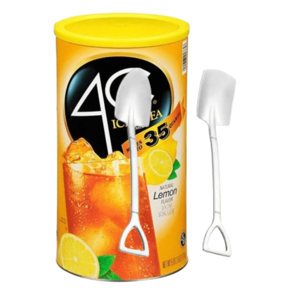 Candy Freezer 4-C Iced Tea Lemon Flavored Powdered Drink Mix 82.6 oz Canister with Candy Freezer Mini Metal Shovel Spoons (Lemon) - Shovel Spoons