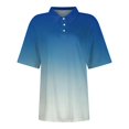 thumbnail image 3 of DENGDENG Short Sleeve Polo Shirts for Women Collared V Neck T Shirts Casual Button Down Tops Loose Fit Comfy Tees Blouse Light Blue XL, 3 of 4