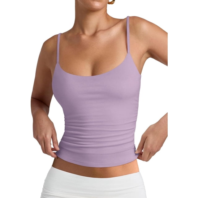 PINKMSTYLE Débardeurs Basiques pour Femmes à Encolure Dégagée Doublée Débardeurs Ajustables d'Été Sans Manches
