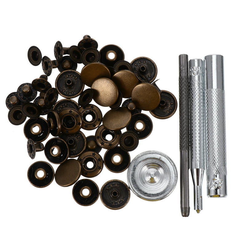 HOTBEST 10 Sets Snap Fasteners Kit Metal Snaps Fasteners Sew-on Snap  Buttons Heavy Duty Leather Snap Fasteners with Material Hole Punch and  Setting Tools 