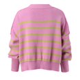 thumbnail image 3 of Gibobby Suéter casual mujer, Suéter de gran tamaño con cuello redondo para mujer, manga larga, abombada, con manga larga(Rosa,G), 3 of 5