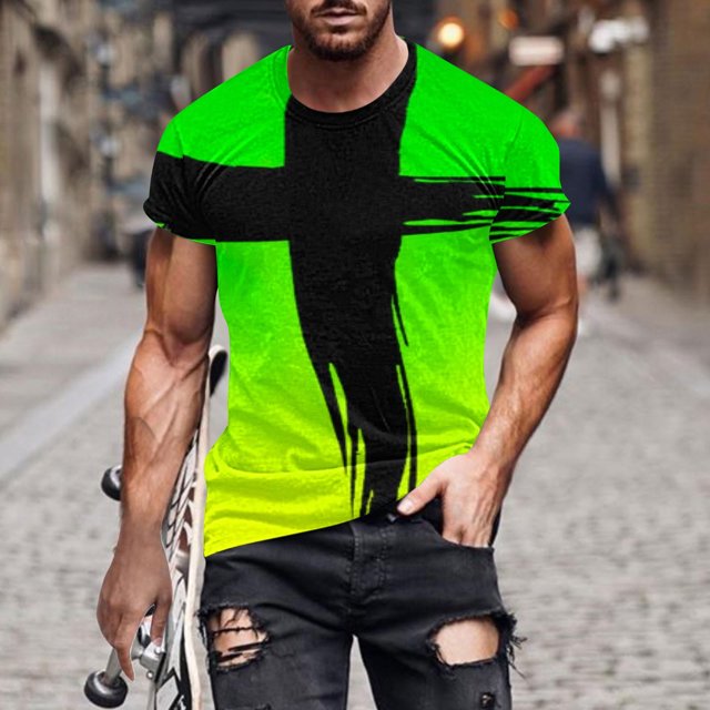 Drppepioner Blouses d'Été Mode Hommes Confortable Impression Manches Courtes Blouses Col Rond Chemisesblouses d'Été Hommes Mode Hommes Confortable Impression Manches Courtes Col Rond Blouses Chemises Vert 12(XXL)