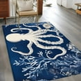 thumbnail image 3 of Beige Octopus Coastal Area Rug 3x5 Washable Rug Non Slip Navy Blue Nautical Ocean Coral Large Area Rug Indoor Floor Carpet for Entryway Bedroom Kitchen Living Room Home Office Dining Room Nursery, 3 of 8