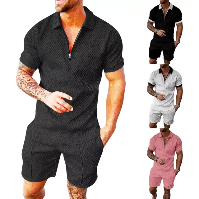 Conjunto De Playera Tipo Polo Y Short Bermuda Moda P/hombre