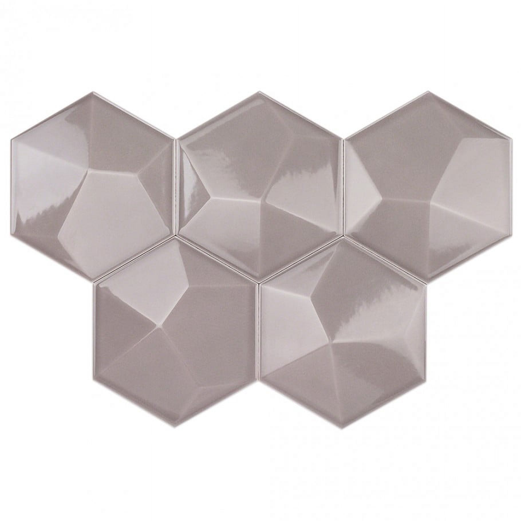 Magen 3D-Hex Gray Polished Ceramic Hexagon Tile