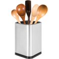 thumbnail image 1 of Soporte para utensilios de cocina de acero inoxidable, almacenamiento de cubiertos de cocina, organizador de utensilios, diseño rectangular moderno, 17 x 11 cm, 1 of 5