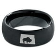 thumbnail image 2 of Tungsten North Dakota The Peace Garden State Bison Band Ring 8mm Men Women Comfort Fit Black Dome Brushed Polished, 2 of 4
