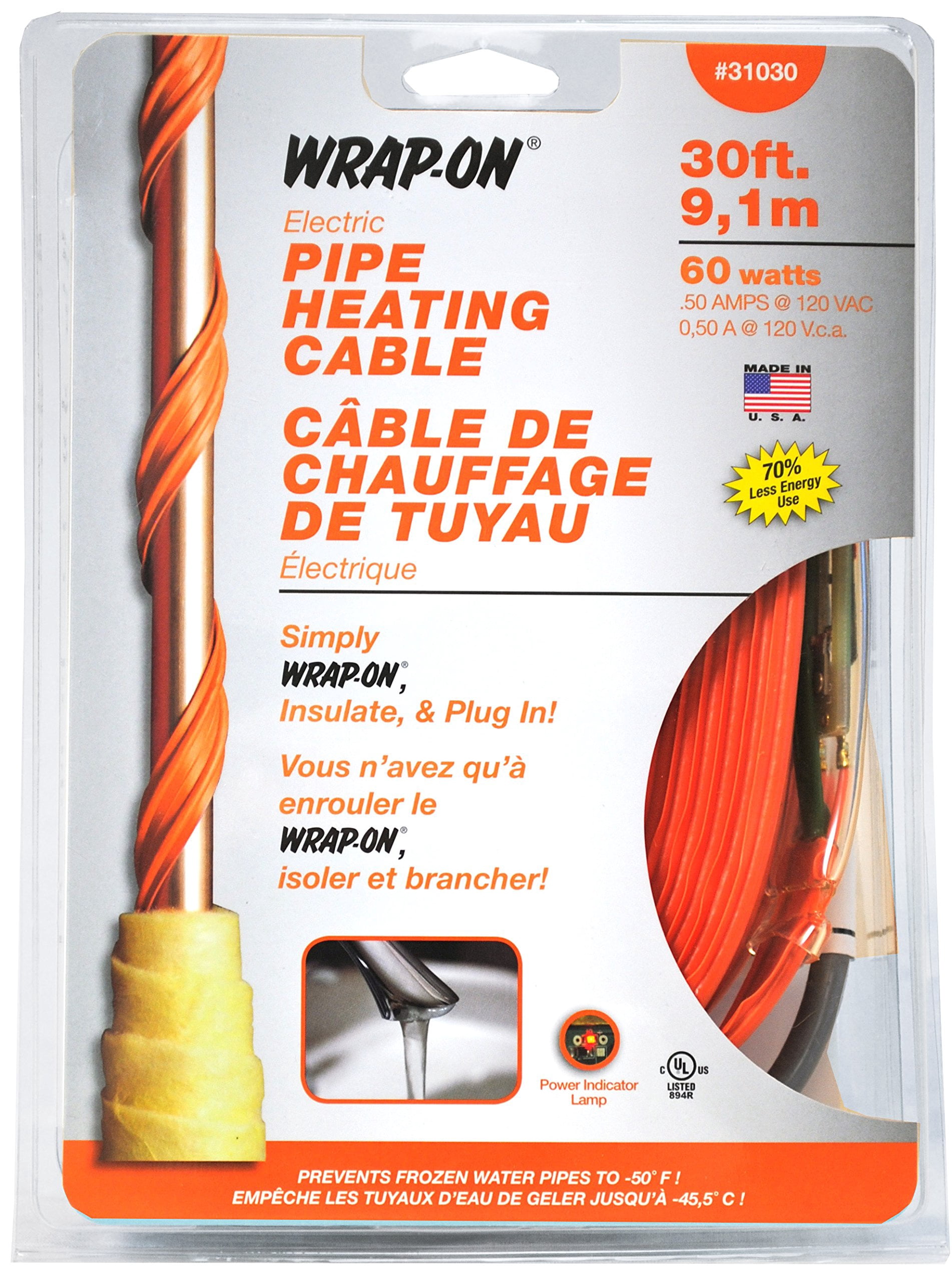 Wrap-on Pipe Heating Cables, W/thermostat, 120 V, Green - Walmart.com